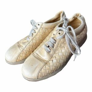 Bottega Veneta Cream Woven Sneakers
